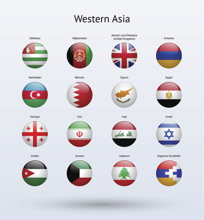 Western Asia Round Flags Collection
