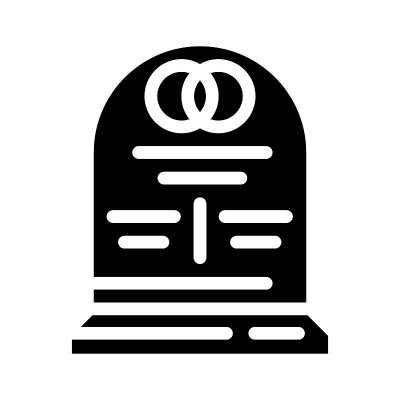 婚姻死字形图标矢量插图