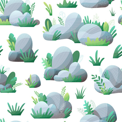 Vector seamless pattern of rocks.