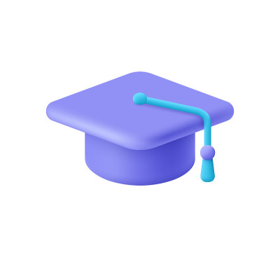 大学帽，毕业帽，学位帽。教育，学位典礼观念。3 d矢量图标。卡通最小的风格。