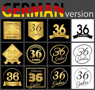 German set of number 36 templates