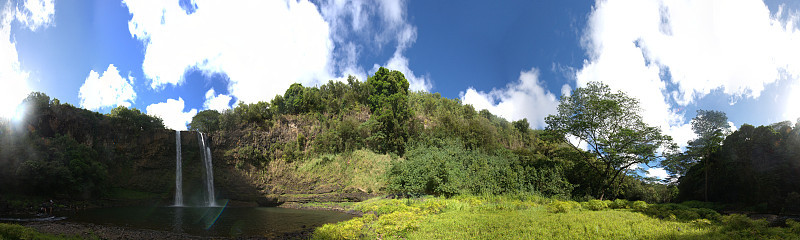 夏威夷瀑布，全景