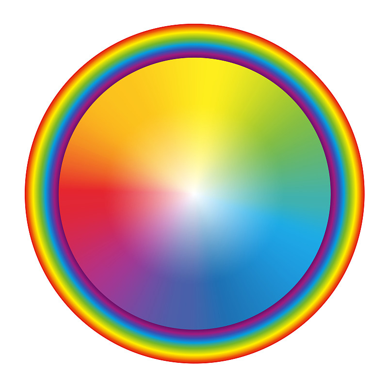 Rainbow gradient colored circle with round rainbow