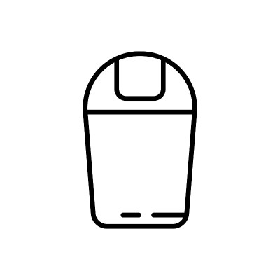 封闭式圆盖垃圾桶。线性图标