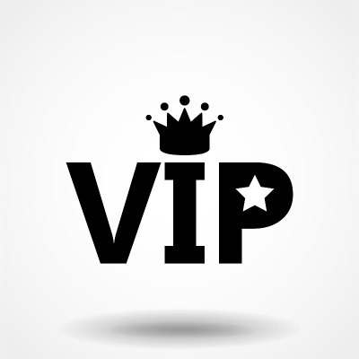 VIP图标。优先符号和符号的字形和平面风格矢量插图。