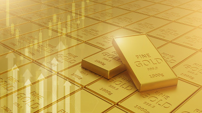 成堆的金条和金融概念。3 d图呈现。