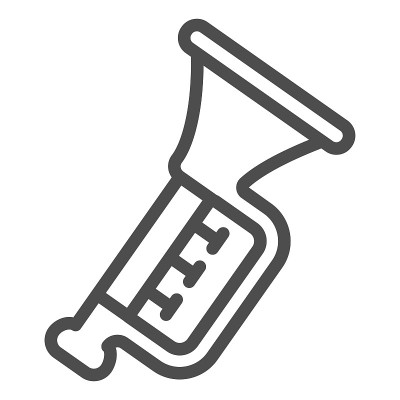 笛线图标，儿童玩具概念，乐器标志的白色背景，喇叭图标在轮廓风格的移动概念和网页设计。矢量图形。