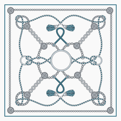 Chain pattern for woman fashion scarf silver blue