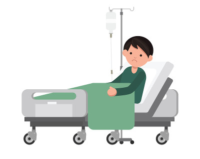 男子病人正在医院病床上休息。