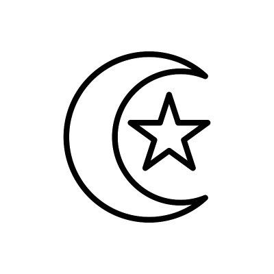 月亮和星星的图标。伊斯兰的标志符号。穆斯林祈祷。斋月贾巴尔。