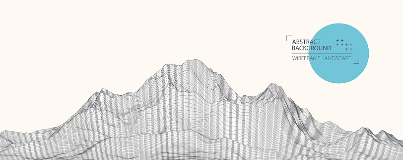 线框景观背景。未来的矢量插图。