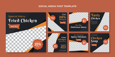 Fried Chicken social media post template. Food ban