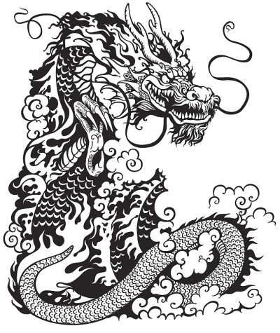 中国龙黑白
