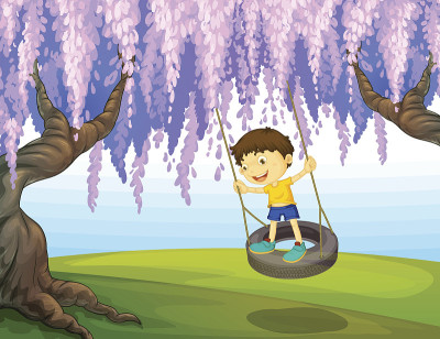 小男孩在公园玩