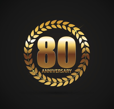 模板符号80周年矢量插图