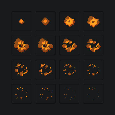 Top view of vector flash explosion effect, bomb bo