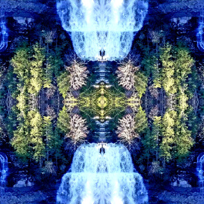 秋溪瀑布的抽象照片拼贴画