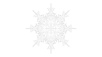 三维渲染的水晶雪花孤立在白色背景