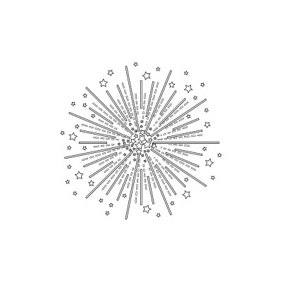 矢量几何烟火图标，孤立的黑色轮廓插图。