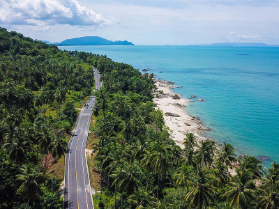 哈诺姆区海滩道路鸟瞰图