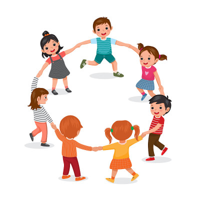 孩子们手拉着手围成圈