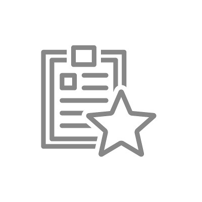 带有星形线图标的剪贴板。文档评级，添加到收藏夹，文件夹审查符号