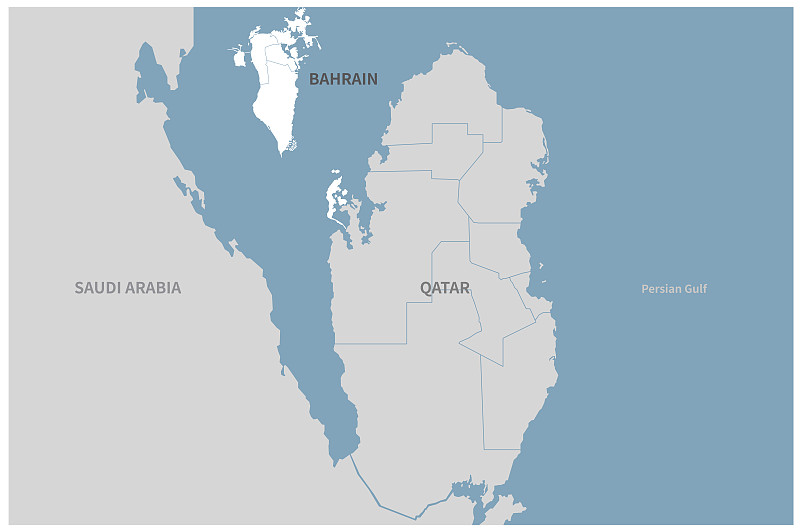 巴林的地图。中东国家巴林矢量地图