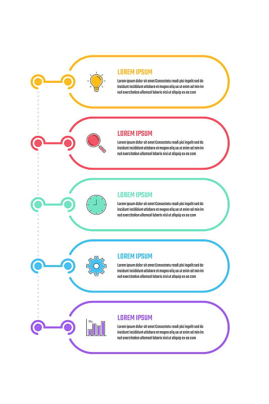 商业信息图设计，5步时间轴矢量插图