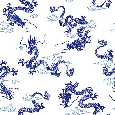一套描绘日本风格龙的材料，