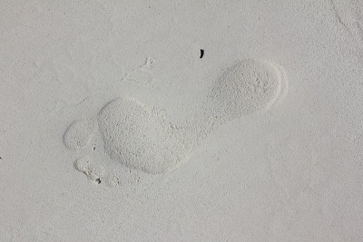 《一个人的赤脚足迹》，姆查加海滩，桑给巴尔，坦桑尼亚，印度洋，非洲