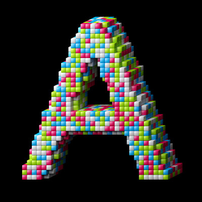 3d像素字母A