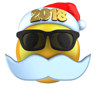 3d黄色表情微笑2018圣诞帽