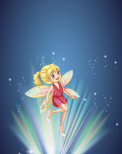 可爱的仙女在夜里飞翔