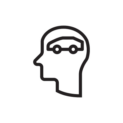 创意概念在人脑/车，出租车矢量图标stock插图