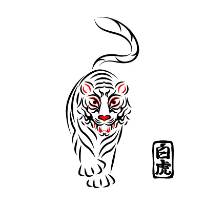 白虎白虎插画日本传统表演艺术歌舞伎舞台化妆熊田设计矢量白虎插画。日本传统表演艺术。歌舞伎舞台妆。Ku