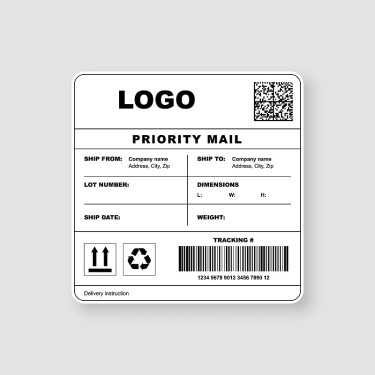 Realistic shipping label priority mail template