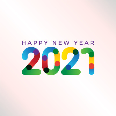 2021年新年快乐!优雅的色彩渐变设计。矢量图模板。