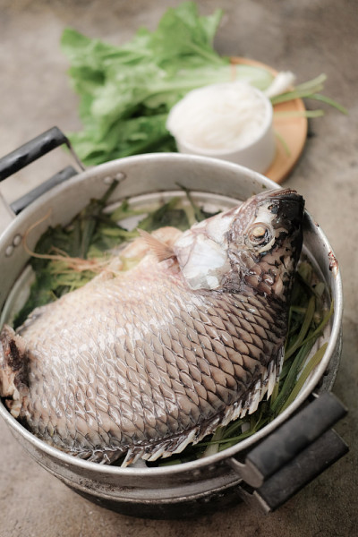 清蒸蔬菜鱼，锅中美味