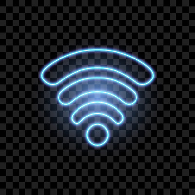 霓虹灯wifi信号。矢量插图。