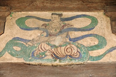 音乐飞天壁画。宋代。Mogao佛教洞穴-敦煌-甘肃-中国- 0629