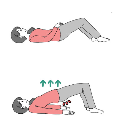 尿漏:一位妇女做盆底肌练习的插图材料