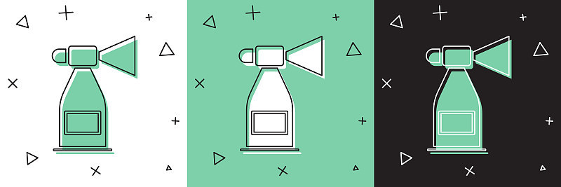 Set Air horn icon isolated on white and green, bla