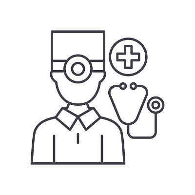 Personal doctor icon, linear isolated illustration