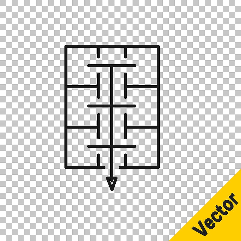 黑线疏散计划图标隔离在透明的背景上。火灾逃生计划。向量