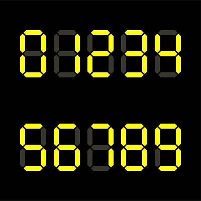 数字数字零到十LED显示字母平面设计