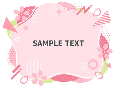 粉红色液体形状的背景和框架设计樱花和几何图标