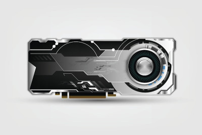 技术显卡(显卡)，GPU，图形处理器，平面，矢量插图