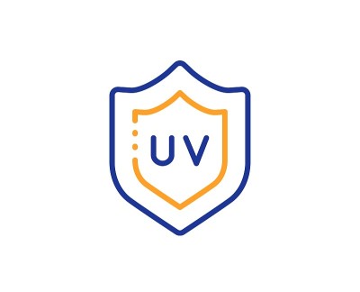 Uv protection cream line icon. Skin care sign. Cos