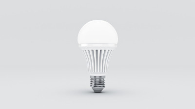 发光LED灯泡。三维渲染