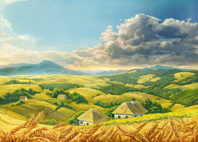 夏季景观与小麦
